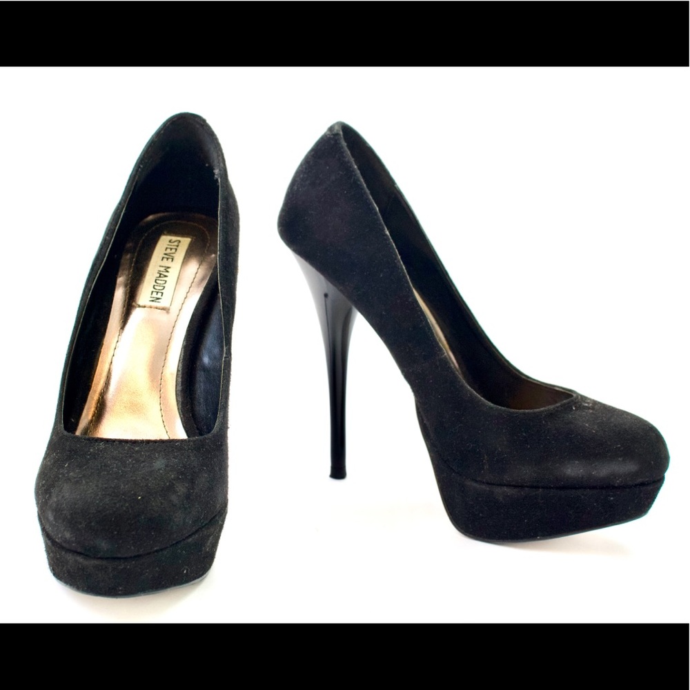 Steve Madden Caryssa Black Suede Pumps (Size 8.5)